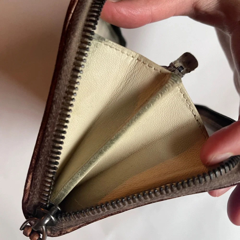 SOLD ❌ Bottega Veneta long wallet repainted rustic project leather brown - Picture 10 of 13